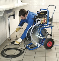 our techs use powerful drain clearing equipment